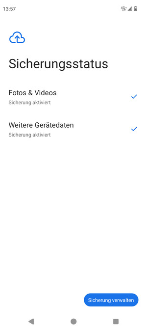 Wählen Sie Sicherung verwalten
