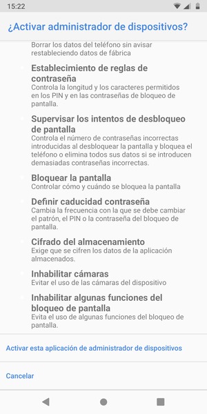 Desplácese y seleccione Activar esta aplicación de administrador de dispositivos