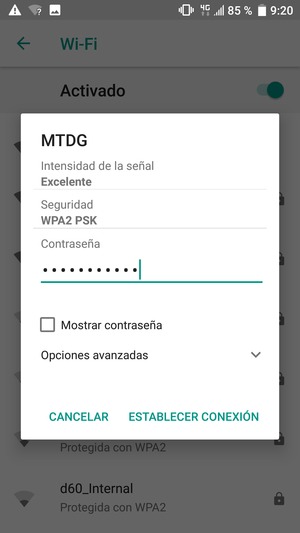 Introduzca la contraseña de Wi-Fi y seleccione ESTABLECER CONEXIÓN
