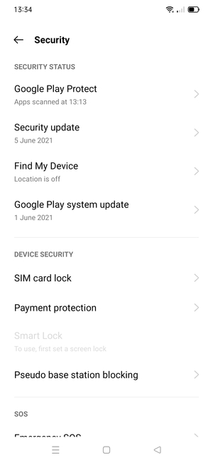 Scroll to and select SIM card lock