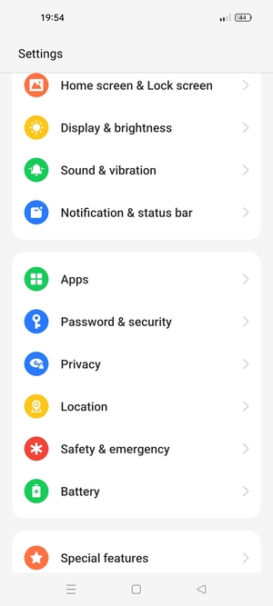 Scroll to and select Password & security