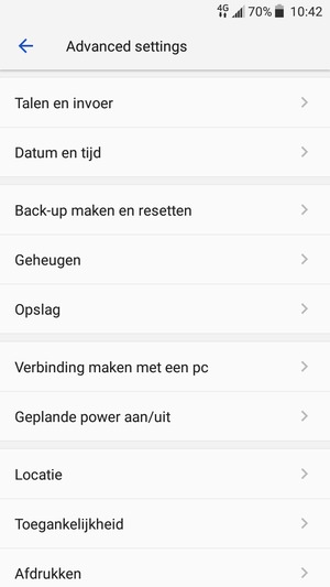 Selecteer Back-up maken en resetten