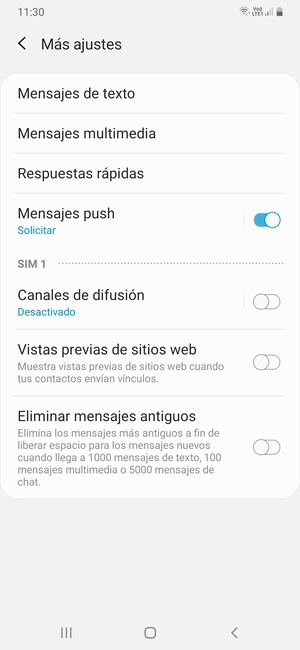 Seleccione Mensajes de texto