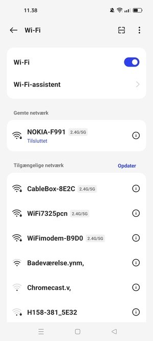 Du er nu tilsluttet Wi-Fi netværket