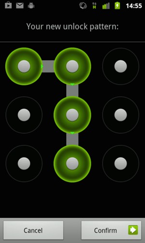 Draw the unlock pattern again and select Confirm