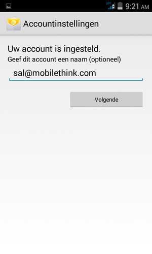 Geef uw account een naam en selecteer Volgende