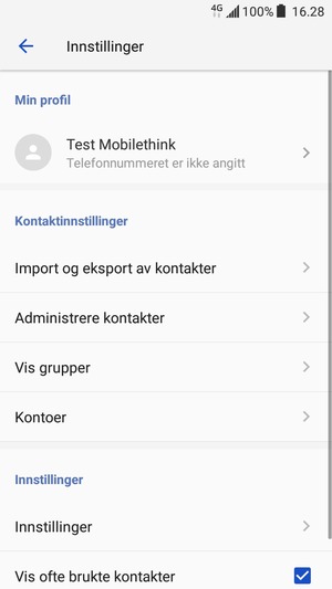 Velg Import og eksport av kontakter