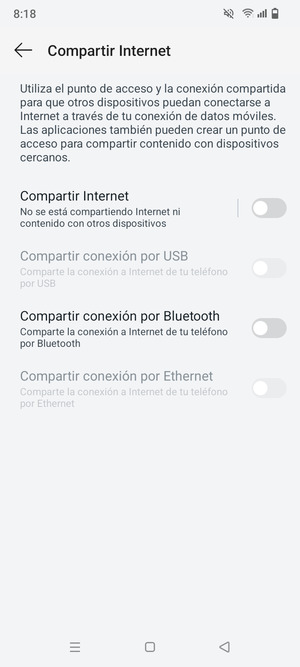 Seleccione Compartir Internet