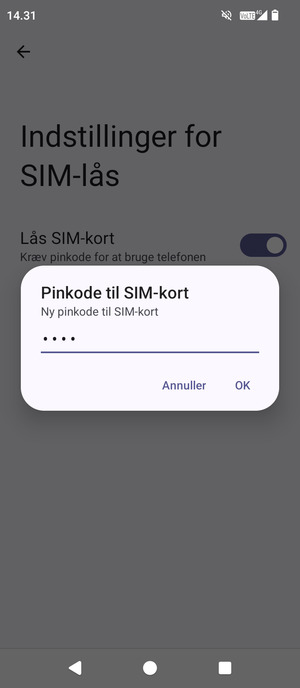 Indtast din Nye pinkode til SIM-kort og vælg OK