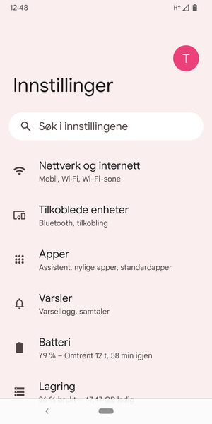 Velg Nettverk og internett