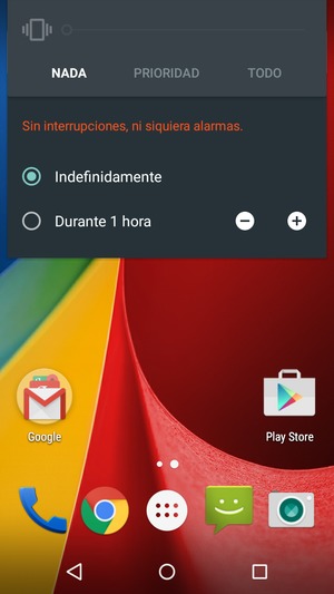 Seleccione NADA para cambiar al modo silencio