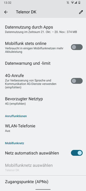 Scrollen Sie und wählen Sie Zugangspunkte (APNs)