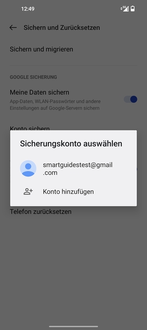 Wählen Sie Ihr Konto für Backup