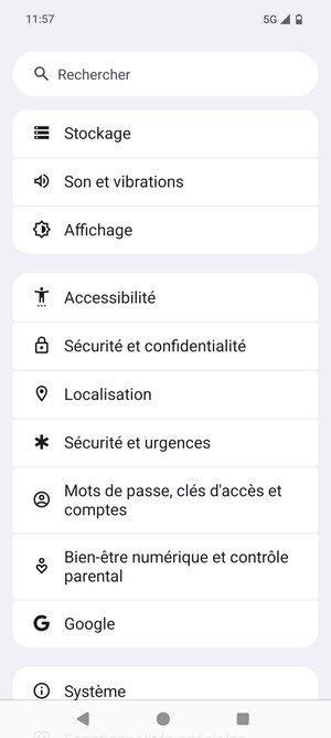 Faites défiler et sélectionnez Localisation