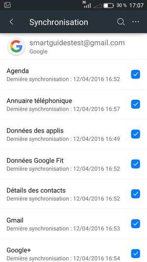 Cocher toutes les cases et sélectionnez le bouton du Menu
