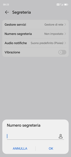Inserisci Numero segreteria e seleziona OK