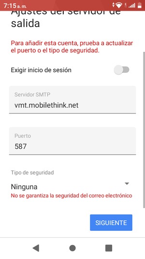 Desplácese y seleccione Tipo de seguridad