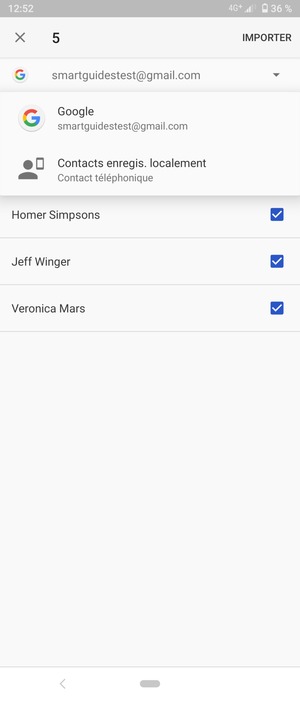 Sélectionnez votre compte Google