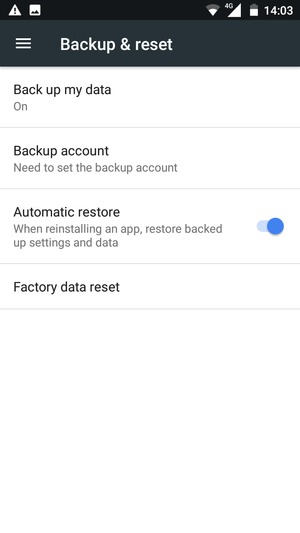 Select Backup account