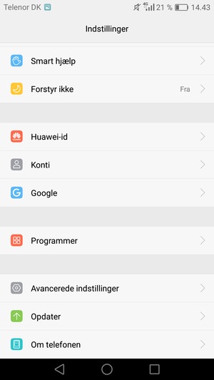 Scroll til og vælg Avancerede indstillinger