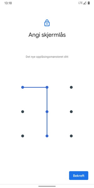Tegn opplåsingsmønsteret igjen og velg Bekreft