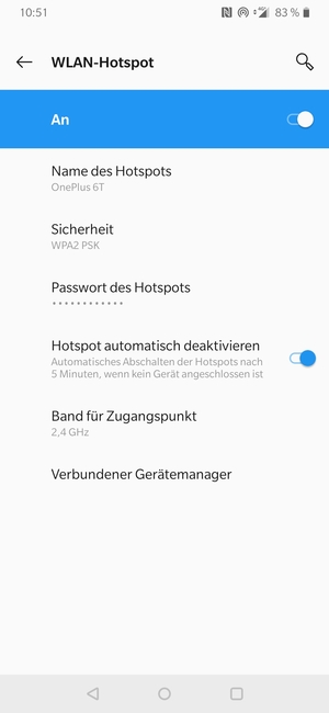 Ihr Handy ist jetzt für die Verwendung als Modem eingerichtet