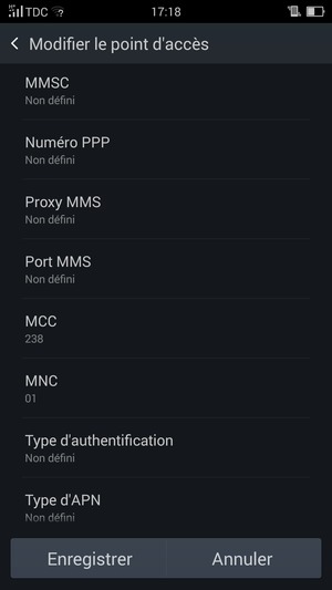 Faites défiler vers le bas et saisissez les informations MMS