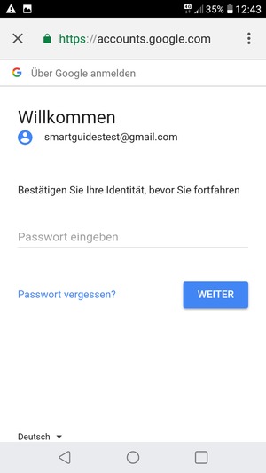 Geben Sie Ihre Passwort ein und wählen Sie WEITER