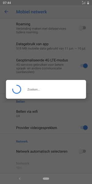 Wacht tot de zoekopdracht beëindigd is