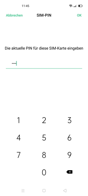 Geben Sie Ihre Aktuelle PIN für die SIM-karte ein und wählen Sie OK