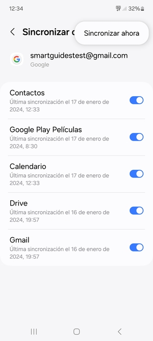 Seleccione Sincronizar ahora