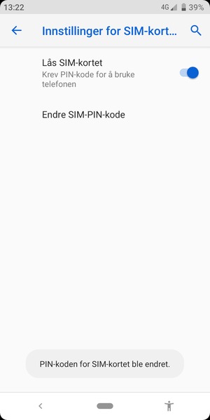 Din PIN-kode for SIM-kort er endret