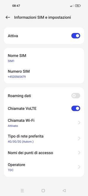 Per modificare la rete, in presenza di problemi, seleziona Operatore