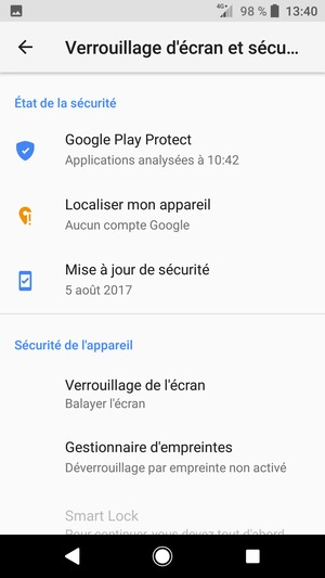 Sélectionnez Verrouillage de l'écran