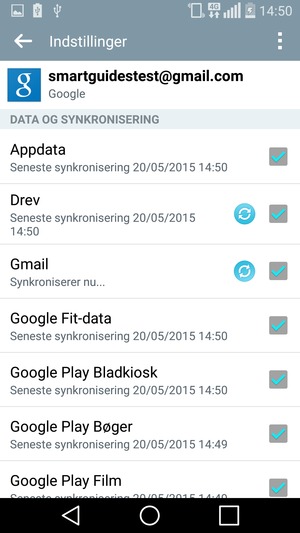 Dine oplysninger vil blive synkroniseret