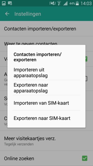 Selecteer Importeren van SIM-kaart