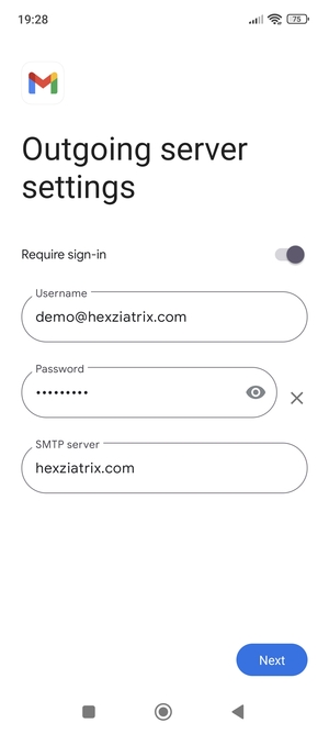 Enter Outgoing server address and select Next