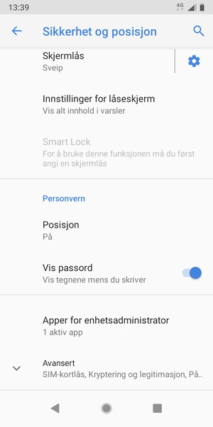 Bla til og velg Posisjon