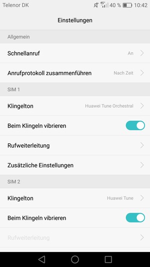 Scrollen Sie zu SIM 1 oder SIM 2 und wählen Sie Zusätzliche Einstellungen