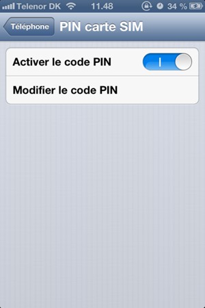 Sélectionnez Modifier le code PIN