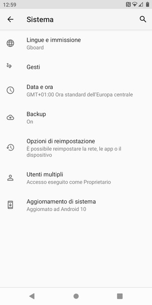 Seleziona Aggiornamento di sistema
