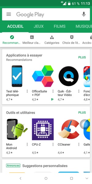Sélectionnez la barre de Recherche