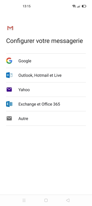 Sélectionnez Outlook, Hotmail et Live