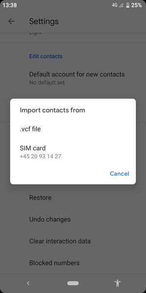 Select SIM card