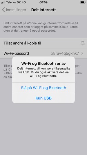 Velg Slå på Wi-Fi og Bluetooth