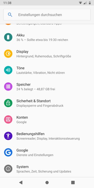 Scrollen Sie und wählen Sie Konten