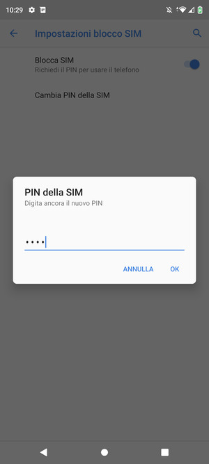 Inserisci PIN della SIM attuale e seleziona OK