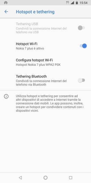 Il telefono è ora pronto per essere usato come modem