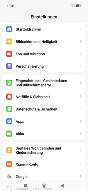 Scrollen Sie und wählen Sie Datenschutz & Sicherheit