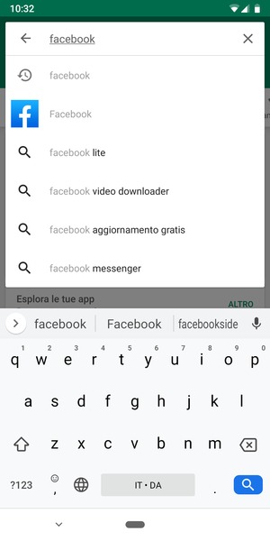Inserisci il nome dell'app e seleziona Ricerca